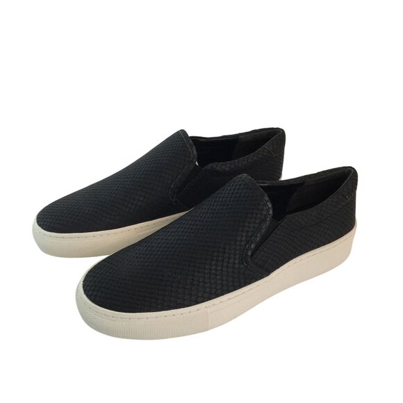 Via Spiga Sara2 Snake Embossed Sneakers Black Womens Sz 6.5 Slip On NEW - Picture 5 of 11